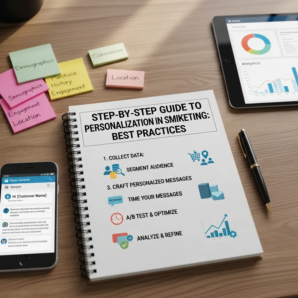 Smartphone screen with personalized text message and dynamic content in marketing campaign
