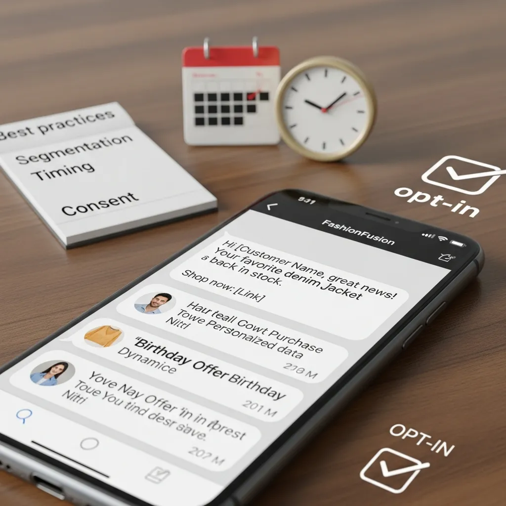 Personalized SMS marketing dashboard showing customer segmentation and targeted message