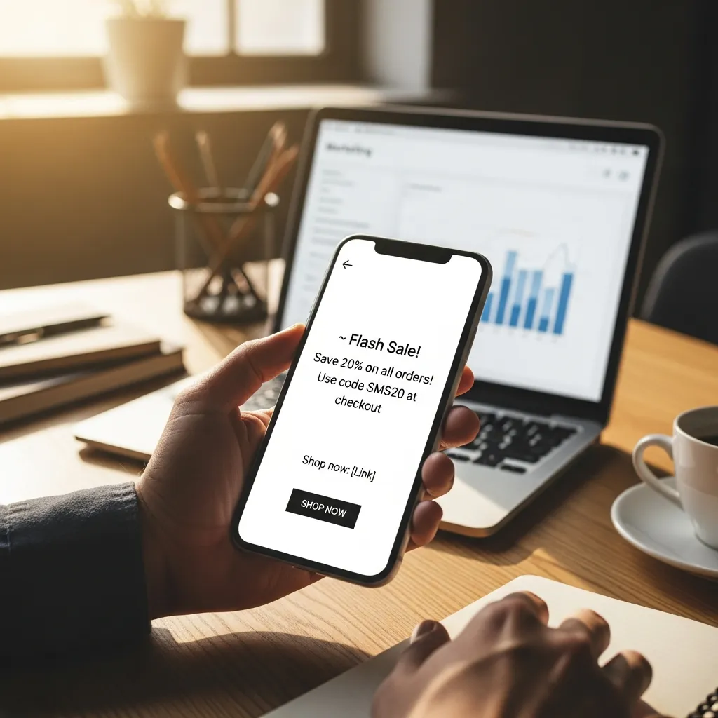 Modern business marketing infographic illustrating why your business needs SMS marketing, featuring smartphone text message campaigns, customer engagement, instant communication, high open rates, sales growth, promotional alerts, and analytics dashboard in a clean professional design.